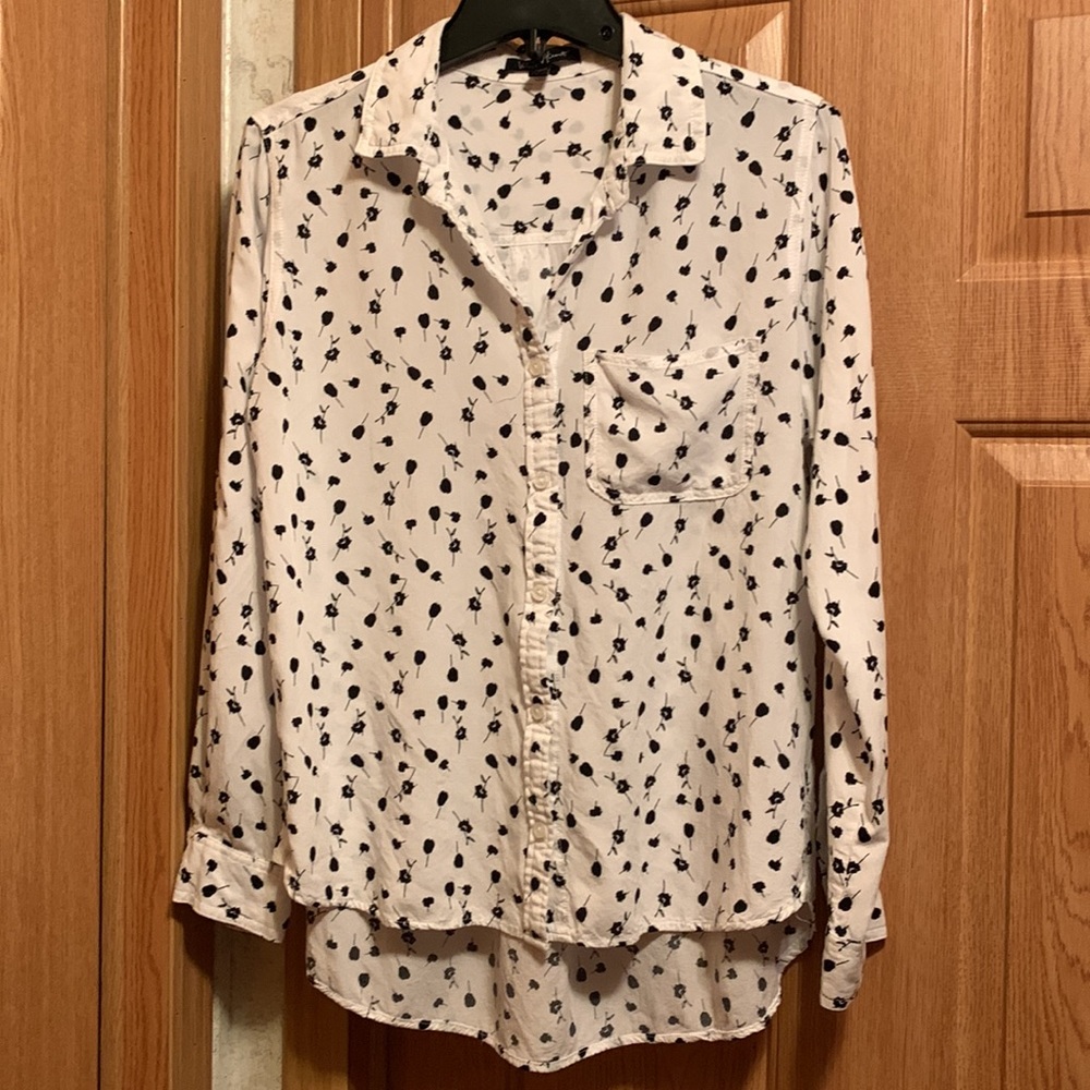 Velvet Heart Black/White Button Down Shirt — Large